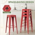 thumbnail image 3 of VINEEGO 30 inches Metal Bar Stools High Backless Stackable Stools Indoor-Outdoor Counter Stools Set of 4 (Red), 3 of 7