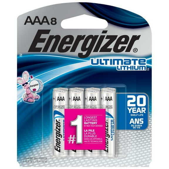 8 Pack Energizer AAA Ultimate Lithium L92BP Batteries in Retail Packaging
