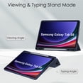 thumbnail image 2 of Allytechgroup Folio Case for Samsung Galaxy Tab S9 11 inch 2023 Released (Model Number: SM-X710/X716B/X718U), Slim Trifold Stand Cover with Pencil Holder Clear Back Shell Shockproof Cover, Darkblue, 2 of 8