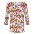 thumbnail image 4 of Xuyuer Easter 3/4 Length Sleeve Womens Tops Dressy Casual Blouses Spring Fashion 2026 Round Neck Business Trendy Tunics Top Shirts, 4 of 5