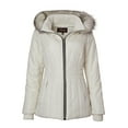 thumbnail image 1 of Womens Winter Coat Faux Fur Trim Hooded Down Alternative Puffer Jacket - Cream (Medium), 1 of 4