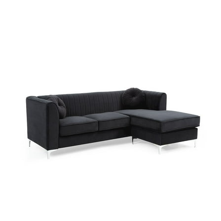 Glory Furniture Delray Sofa Chaise in Black Color
