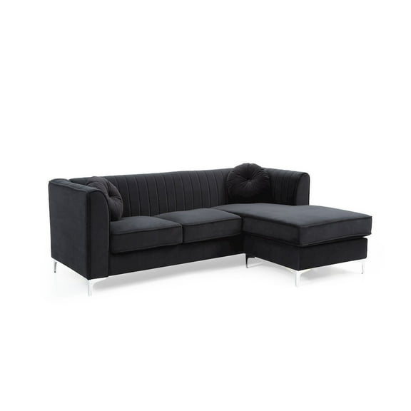 Glory Furniture Delray Sofa Chaise in Black Color