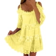 thumbnail image 3 of Vestido largo de encaje con hombros descubiertos para mujer: falda escalonada, mangas con volantes, elegante para bodas y fiestas, 3 of 8