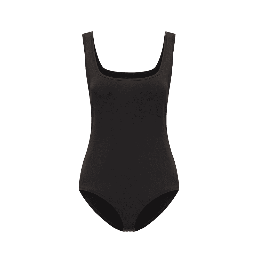 POSESHE Women's Plus Size Square Tank Bodysuit in Black, M-5X