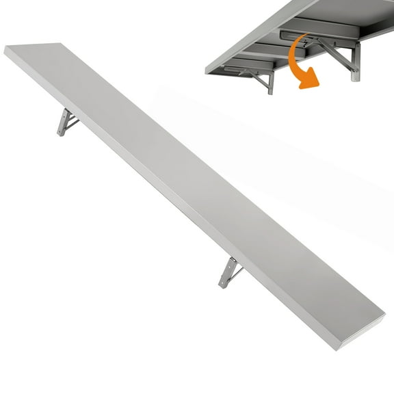 Kojem 70.8L x 11.6W Folding Concession Window Shelf Stand Serving Wall Mounted Shelf for Food Truck Restaurant Bar Utility Room Kitchen Garage Heavy Duty Stainless Steel,66 LBS Loading Capacity