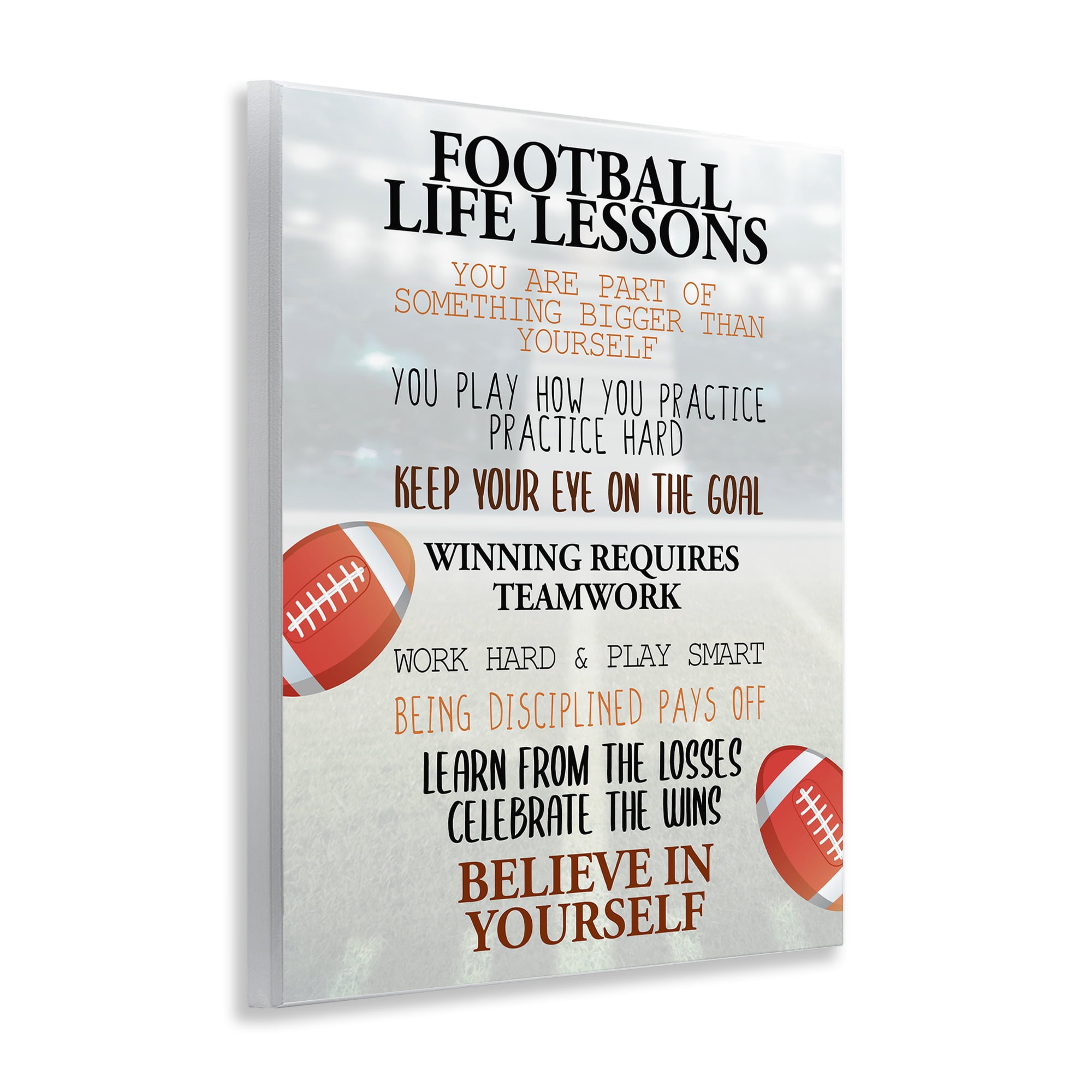 Football Life Lessons Wall Plaque Art, design by Kim Allen