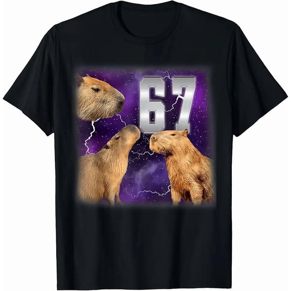 Capybara 67 Lightning Galaxy Animal Unisex Short Sleeve T-Shirt
