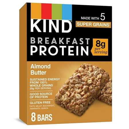 Kind Breakfast Bars 8G Protein Gluten Free Almond Butter -- 4 Packs of 2 Bars