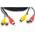 thumbnail image 3 of Cable compuesto de audio/video RCA de 3 metros (10 pies) para DVD/VCR/SAT, conectores amarillos/blancos/rojos, 3 machos a 3 machos., 3 of 5