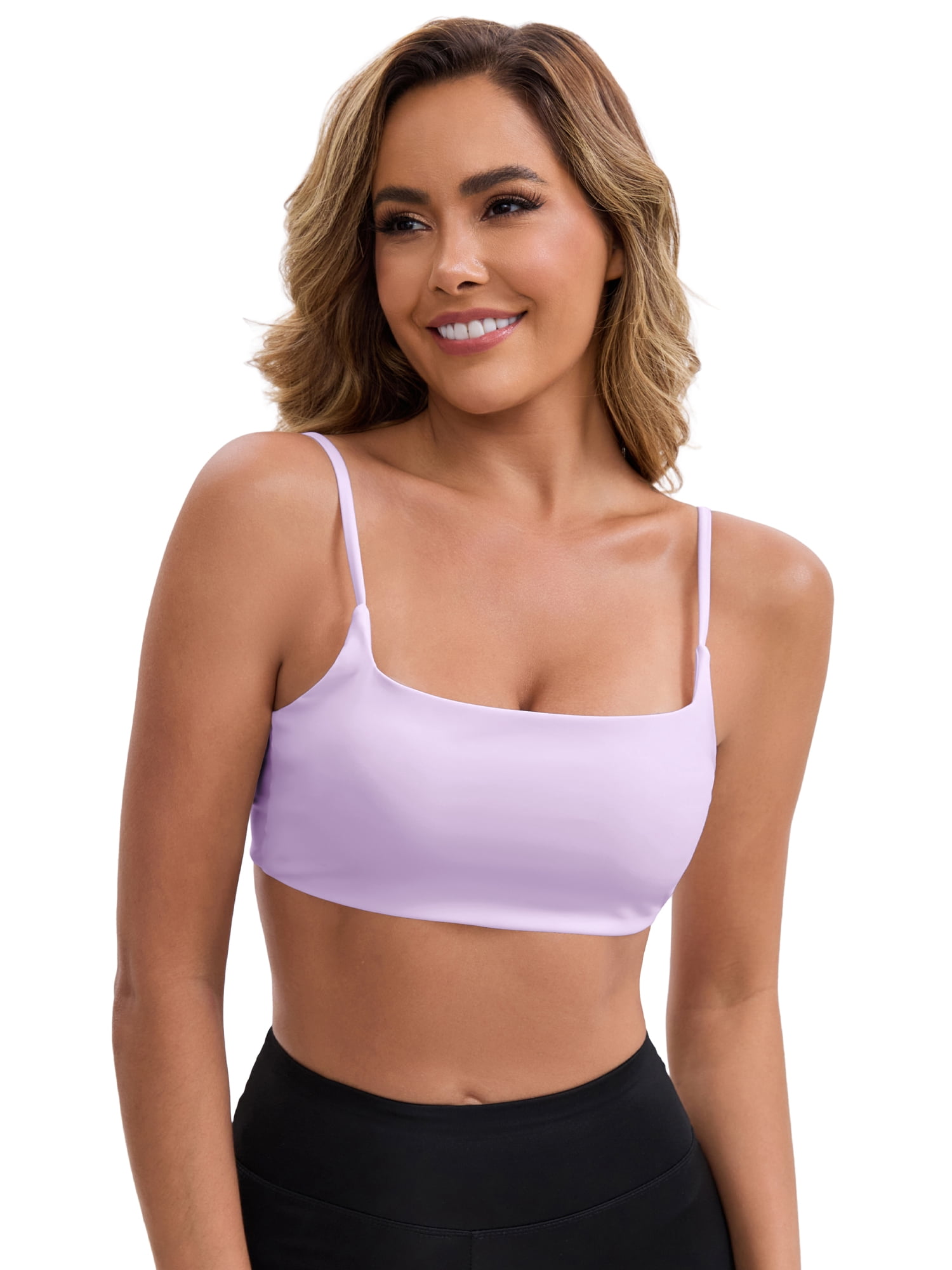 DARING DIVA Square Neck Wirefree Padded Push-Up Athletic Bra S Light Purple