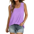 thumbnail image 3 of MOSHU Ribbed Trim Tank Tops for Women Flowy Round Neck Women Shirts Loose Fit Sleeveless Summer Tops, 3 of 12