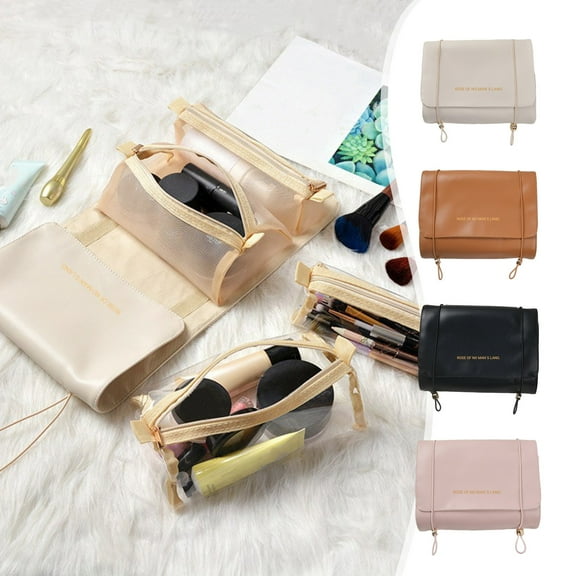 Aihimol Large Capacity Travel Cosmetic Bag For Women,Makeup Bag Travelling Leather Cosmetic Bag ,Multifunctional Storage Travel Makeup Cosmetic Bag