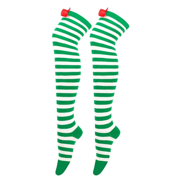 JGTDBPO Knee High Stockings For Women Solid Color Christmas Bow Plush Ball Warm Socks Clown Queuing Warm Stockings Extra Long Knee Length Tight Knit Socks Girls Holiday Outfits