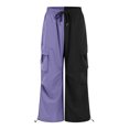 thumbnail image 5 of felwors Women's Color Block Cargo Pants - High Waisted Wide Leg Casual Trousers with Pockets Black, M, 5 of 7