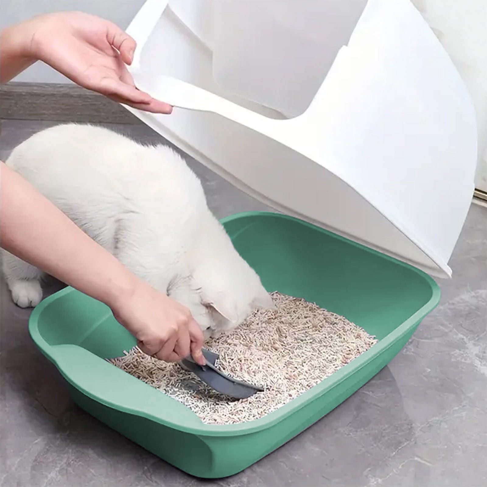 Ycandiee Foldable Cat Litter Box, Fully Enclosed Litter Box with Lid, Covered Kitty Kitten Litter Boxes Enclosure with Scoop, Odor Control, Easy to Clean