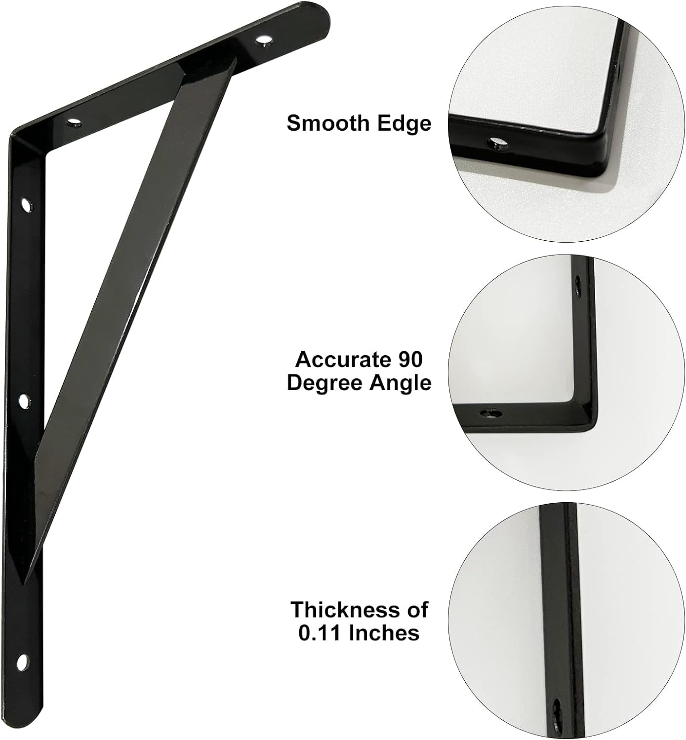 Heavy Duty Shelf Brackets Wall Mount Steel Bracket Wall Brackets for Shelves (White, 6 x 4 Inch-3 Pairs)