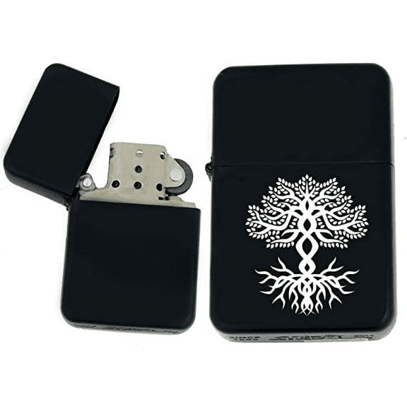 Groomsman Gift Windproof Tree Of Life Black Matt LIGHTER - Gift for Him Husband Father Wedding Groomsmen Boyfriend (TF-13)