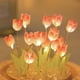 thumbnail image 3 of Lámpara de noche con tulipanes hecha a mano, lámpara con tulipanes con cubierta de vidrio, luz ambiental, 3 of 5