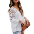 thumbnail image 3 of Sonducket Suéter de verano Top de encaje Casual Camisa de manga larga Estilo de moda Cuello en V Ropa de vestir de gasa para exteriores Diario Prendas para la parte del cuerpo Blanco XL Sonducket AP015656-09, 3 of 6