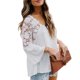 thumbnail image 5 of Minnieouse Jersey Top de encaje Casual camisa de manga larga moda estilo suelto cuello en V gasa ropa de vestir al aire libre viajar Prendas para la parte del cuerpo Blanco XL Minnieouse AP015656-09, 5 of 6