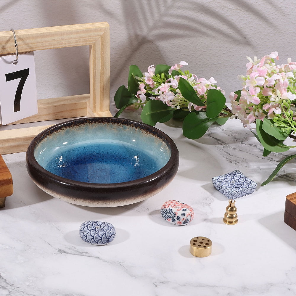 Japanese Style Oval Porcelain Incense Burners Holder with Brass Incense Burner Holder Mixed Color 22 -151x14 -38x4 -37mm