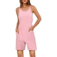 thumbnail image 2 of Lenpel Women's Casual Rompers Summer Spaghetti Strap Scoop Neck Drawstring Sleeveless Jumpsuits Loose Short Overalls, 2 of 7