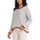 thumbnail image 4 of Suéter de rayas para mujer INSPIRE CHIC, suéter casual con dobladillo curvado y hombros caídos, top pullover M gris claro, 4 of 6