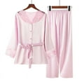 thumbnail image 2 of yievot Women's Silk Satin Pajama Set Soft Long Sleeve Top With Pants Loungewear Sleepwear Pajamas, 2 of 3
