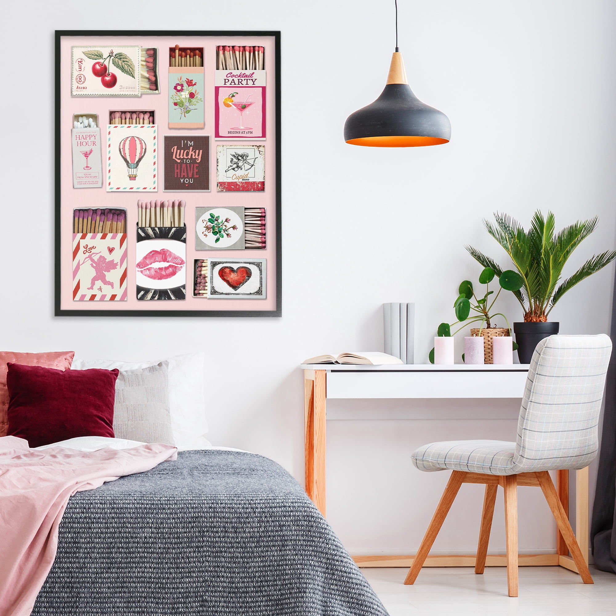 Stupell Industries Vintage Romantic Matchbox Collection Black Framed Giclee Art, design by CAD Designs