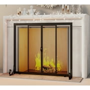 Fire Beauty Fireplace Screen, Wrought Iron Mesh, Baby Safe Spark Guard Protector with 2-Doors Large Flat Guard Screens (35 x 28 Inch)