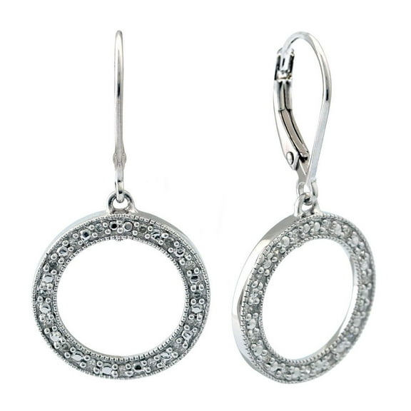 Silver 925 Diamond Circle Earrings