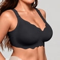 thumbnail image 5 of Qwertyu Wireless Jelly Bras for Women No Underwire Scalloped Push Up Bralettes Seamless Soft Comfort Everyday Tshirt Bra Black 40, 5 of 7
