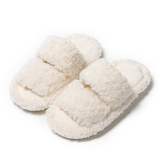 Chanclas mullidas TUNC para mujer de forro polar peluche color blanco talla 40-41