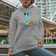 thumbnail image 2 of In a World Full of Princesses, Be a Cowgirl with Retro Cowboy Boots Art Merch Gift, Heather Grey Hooded Sweatshirt or Hoodie, Small, 2 of 5