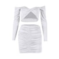 thumbnail image 4 of Women's Sexy Crop Top With Ruched Design And Bodycon Skirt Set 2 Piece Outfit, 4 of 4
