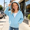 thumbnail image 2 of WUANDIXFA Toddler Fall Jacket Girl Zip Up Hoodie Casual Spring Hoodie Sweatshirt Jacket,Sky Blue,8-9 Years, 2 of 9