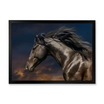 Designart 'Close Up Of Thoroughbred Nonius Stallion Horse III' Farmhouse Framed Art Print