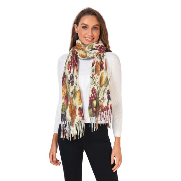 Winter Scarves for Women Berry Pumpkin Leaf Fashion Pashmina Shawl Wraps Long Blanket Scarf for Fall Spring