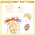 thumbnail image 2 of Uxcell 100-Pack Palillos de Cóctel, Palillos de Bambú Elegantes de 4.7 Pulgadas para Barbacoa/Charcutería/Bebidas/Frutas [Multicolor, Perla de Mariposa], 2 of 6