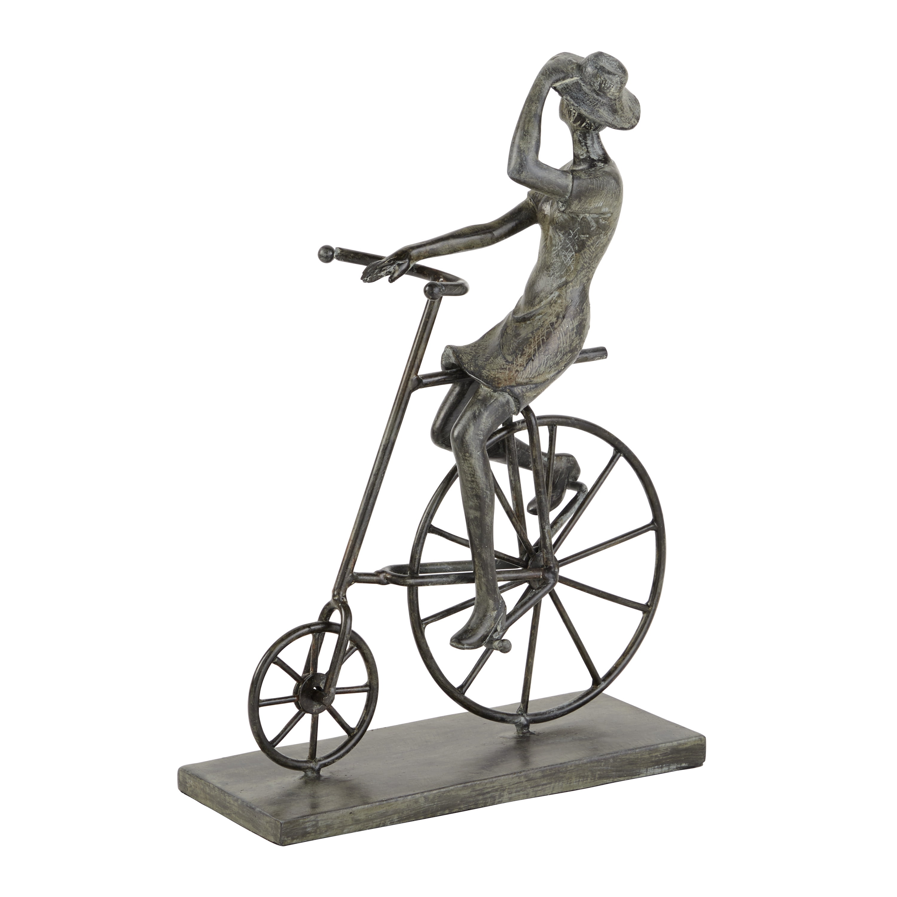DecMode 9"W, 13"H Polystone Traditional Bicycle Sculpture, Bronze