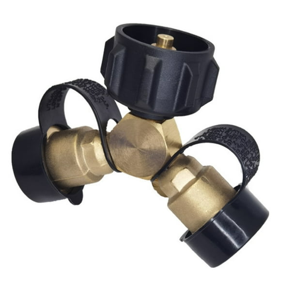 TFixol Propane Gases Connector for 20lb Propane Cylinder Solid Brass Y Splitter Gases Tanks Hose Adapter for Outdoor Camping/Cooking/BBQ