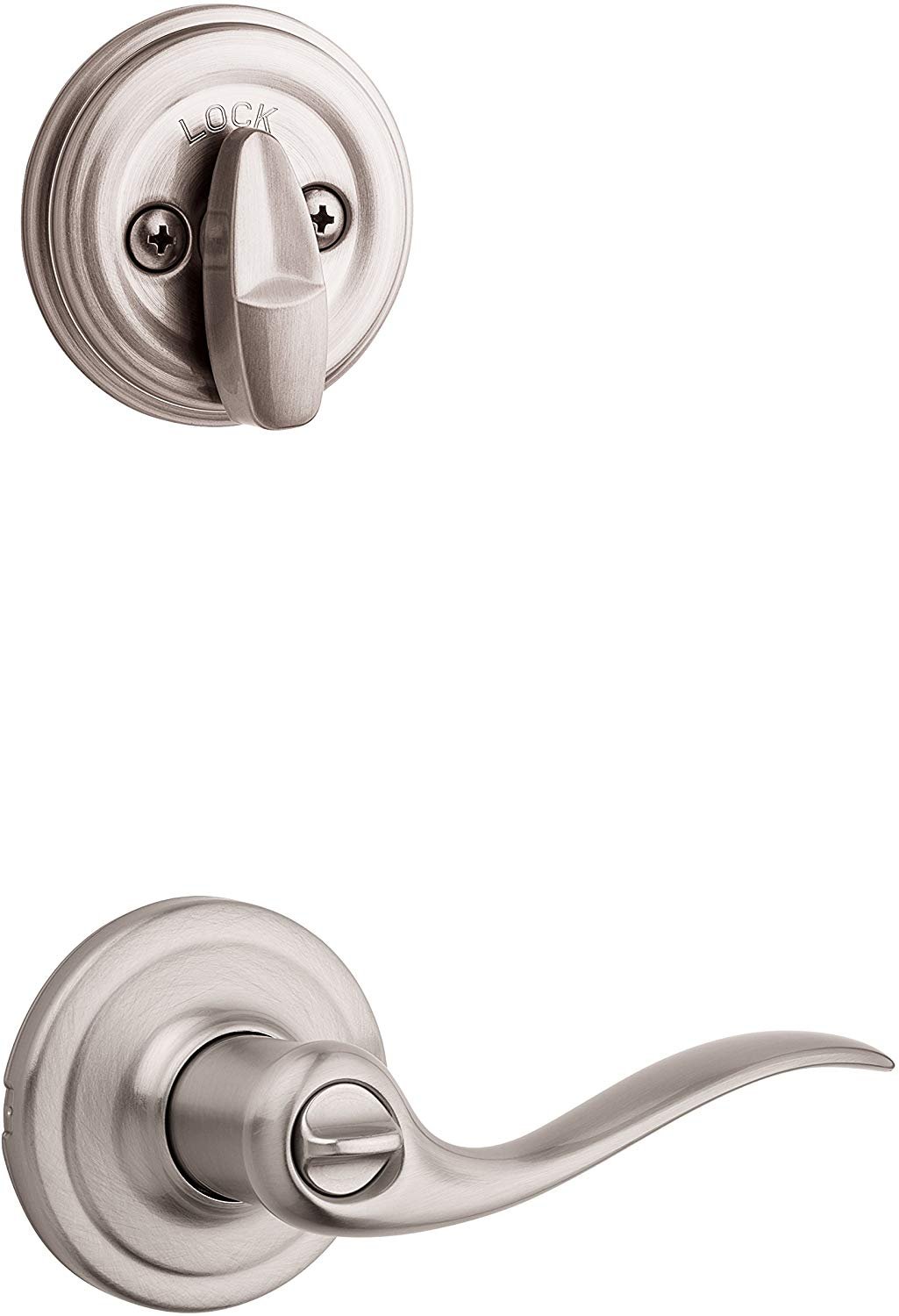 Kwikset 99910-040 991TNL 15 SMT CP K4 Level 991 Tustin Entry Lever and Single  Cylinder Deadbolt Combo Pack Featuring SmartKey in Satin Nickel 