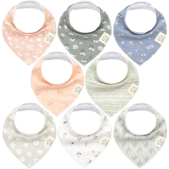 Baberos tipo bandana KeaBabies de algodón orgánico para bebés, paquete de 8 unidades, suaves