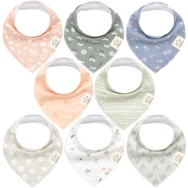 Baberos tipo bandana KeaBabies de algodón orgánico para bebés, paquete de 8 unidades, suaves