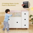 thumbnail image 4 of OLAKIDS Kids Kitchen Playset, Toddler Wooden Pretend Cooking Toy Set with Acrylic Drawing Board Ice Machine Dishwasher Cloth Drawer Stove Removable Sink Simulation Play Kitchen for Boys Girls, 4 of 9