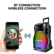 RIDWIND 3000W Portable Bluetooth Speaker Indoor/Outdoor Loud 12 Subwoofer Heavy Bass Sound System With Party Lights Digital Display FM/AUX/MP3/USB/TF Tripod Stand Handle Wheels Microphone Remote