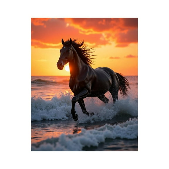 Paint by Numbers Kit for Adults, Horse Running On Beach Sunset Paint by Numbers, Easy Paint by Numbers Kit for Adults Beginner, DIY Adult Paint by Number Kits on Canvas, Home Decor