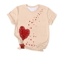 thumbnail image 2 of Camiseta de Manga Corta de Cuello Redondo Impresa para las Mujeres Día de San Valentín, Mezcla Ligera de Poliéster para Primavera Verano Otoño, 2 of 8