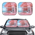 thumbnail image 2 of Balery Pastel Pink Beach Cafe Parasol para parabrisas de coche de 2 piezas | Parasol plegable para parabrisas delantero de coche para la mayoría de sedanes-Small, 2 of 6